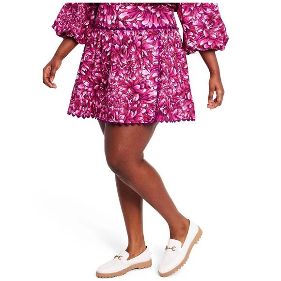 Kika Vargas x Target Mum Floral Scallop Edge Mini Skirt 28W / 30W NEW Plus - Picture 8 of 9
